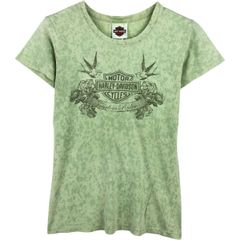古着 00年代 ハーレーダビッドソン Harley-Davidson 総柄 モーターサイクル バイクTシャツ USA製 レディースM相当/eaa649779