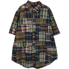 古着 ラルフローレン Ralph Lauren CLASSIC FIT クラシックフィット パッチワーク 半袖 ボタンダウン チェックシャツ/eaa623563
