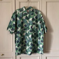 【東あずま店 併売品】 大きいサイズ　４L　メンズ　men's　マクレガー　McGREGOR　ハワイアン　アロハ　かりゆし　ウェア　shirt　シャツ　緑　グリーン　GREEN　ミドリ　花柄　半袖のサムネイル