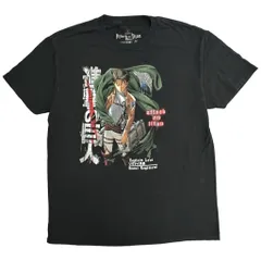 進撃の巨人 Atack of Titan リヴァイ兵長 Ｔシャツ アニメ コミックス キャラクター ブラック(メンズ L)中古 古着 Y3165