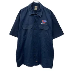Dickies 半袖 ワークシャツ XL ネイビー ディッキーズ ボタン ワンポイント 刺繍 胸ポケット ワークウェア ワーク 半シャツ 夏物 a806-5921のサムネイル