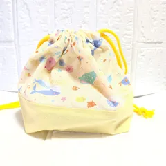 ハンドメイドお弁当袋☆黄色海の生き物×黄色無地☆