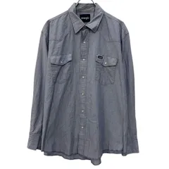 Wrangler 長袖 ウエスタンシャツ XL サックスブルー ラングラー スナップボタン 胸ポケット 無地シャツ シンプル 春物 a806-5932のサムネイル