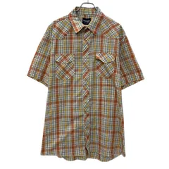 Wrangler 半袖 チェックシャツ 2XL オレンジ マルチカラー ラングラー スナップボタン ウエスタンシャツ チェック柄 夏物 a806-5936のサムネイル
