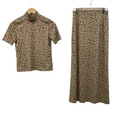 HANAE MORI(ハナエモリ) スカートセットアップ レディース美品  - ベージュ×レッド×ダークブラウン 花柄のサムネイル