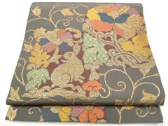平和屋着物●桝屋高尾　六通柄　本袋帯　花兎　金糸　正絹　逸品　CABI8969hyのサムネイル