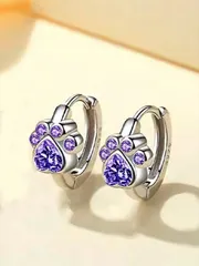 ジュエリー レディース イヤーアクセサリー ブルーカラー ジルコニア ペットの足跡 愛らしいイヤリング