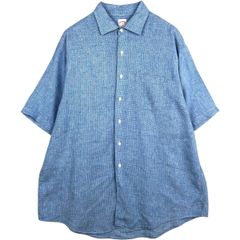 スティーブンアラン ルーズフィット 半袖シャツ 青 リネン調 XL 大きい 