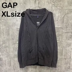 【U-392】GAP ケーブル編み XLサイズ ショールカラー ニットカーディガン グレー コットンニット 羽織り 大きいサイズ 秋冬 カジュアル シンプルのサムネイル