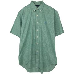 超美品】ラルフローレン 半袖シャツ ボタンダウン チェック 緑 M XL