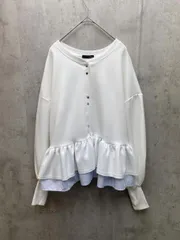 新品 RANAN ラナン ベルーナ フリル ぺプラム ショート カーディガン レイヤード風 sizeLL/オフホワイト ■◇ レディースのサムネイル