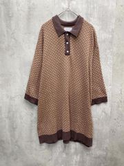 EMMA CLOTHES 엠마 클로즈 자가드 클래식 패턴 니트 폴로 셔츠 sizeL/베이지 ■◇ 맨즈