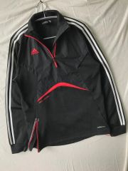 adidas ダークグレ ーハーフジップトレーナー - メルカリ