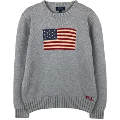 古着 ラルフローレン Ralph Lauren POLO RALPH LAUREN 星条旗柄 コットンニットセーター レディースS相当/eaa622185