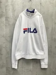 FILA フィラ 裏起毛 ロゴ刺繍 ハーフジップ プルオーバー sizeUS L/白 ■◇ レディース
