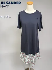 ★ JIL SANDER NAVY ジルサンダーネイビー フラワー切替ワンピース 半袖 コットン100％ レディースのサムネイル