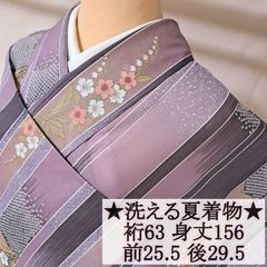 洗える夏着物・絽・小紋】水色 桜 エ霞 鹿の子 化繊 れ12M04a - メルカリ