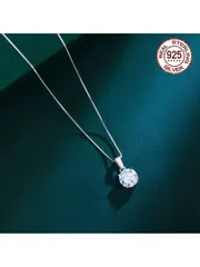 ジュエリー レディース ネックレス 925スターリングシルバー 1個 クラシック グロスホワイト 4爪ラウンドカット キュービックジルコニア インレイ ペンダント 上品なネックレス エレガントな品質の女性用鎖骨チェ