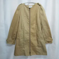 M1-03578 【Women】index (インデックス) 長袖 スプリングコート フロントジッパー (M) / ベージュ 毛玉、毛羽立ちあり 裾にシミあり K-春秋のサムネイル