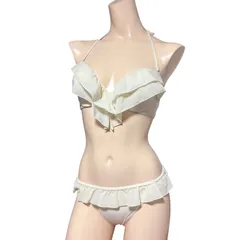 aimerfeel エメフィール 水着 M アイボリー ホワイト フリル ビキニ 2点セット スイムウェア SWIM WEAR 白系 ホルターネック セパレート レディース かわいい リゾート 海 プール