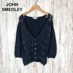 JOHN SMEDLEY ジョンスメドレー グリッター アーガイル柄 七分丈 カーディガン ブラックのサムネイル