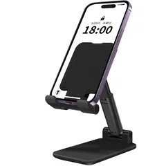 【数量限定】スマホスタンド 卓上 スタンド ホルダー 高度調整可能 スマホ スタンド おりたたみ 滑り止め 携帯 スタンド For iPhone/ipad/Switch/Samsung/Sony/Nexus/Kindle/Android(ブラック)のサムネイル