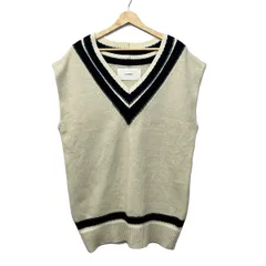 ADAWAS(アダワス) ベスト サイズ38 M レディース美品  - アイボリー×黒のサムネイル
