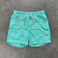 Tommy Bahama トミーバハマ ハーフパンツ ナイロンショーツ 水陸両用 フラミンゴ 刺繍 総柄 ターコイズ メンズのサムネイル