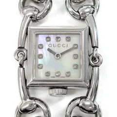 グッチ GUCCI 腕時計 シニョーリア 116.5/YA116501 12ポイント ダイヤインデックス スクエア ホワイト マザーオブパール文字盤 SS クオーツアナログ 【中古】のサムネイル