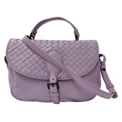ボッテガ・ヴェネタ BOTTEGAVENETA バッグ レディース ブランド ハンドバッグ ショルダーバッグ 2way キャンバス イントレチャート パープル 手さげ 肩掛け 紫 【中古】