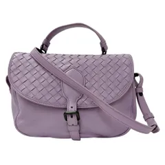 ボッテガ・ヴェネタ BOTTEGAVENETA バッグ レディース ブランド ハンドバッグ ショルダーバッグ 2way キャンバス イントレチャート  パープル 手さげ 肩掛け 紫 【中古】