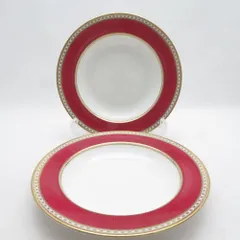美品 WEDGWOOD ウェッジウッド ユーランダーパウダールビー スープ皿 2枚 ペア 22cmプレート 黒壺 SM5363A2 のサムネイル