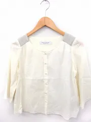 B&Y ユナイテッドアローズ BEAUTY&YOUTH ビューティー&ユース シャツ ブラウス 丸首 七分袖 綿 アイボリー 白 /FT12