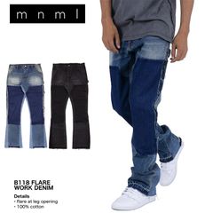 mnml フレアワークデニムパンツ 再構築メンズカジュアルストリート新品 
