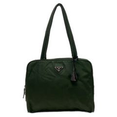 PRADA プラダ ナイロン レザー ハンドバッグ カーキ 三角ロゴプレート