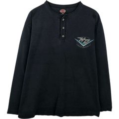 古着 ~90年代 ハーレーダビッドソン Harley-Davidson ヘンリーネック モーターサイクル ロングTシャツ ロンT USA製 メンズL相当/eaa647494