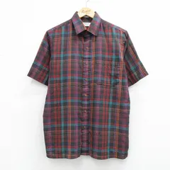 L/古着 アロー 半袖 シャツ メンズ 90年代 90s USA製 ブラック チェック 26may20のサムネイル