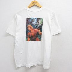 L/헌옷 반소매 빈티지 T셔츠 맨즈 90년대 90s 스트리트 파이터 가두패왕 코튼 크루넥 화이트[spe] 26may20