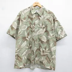 XL/古着 ピエールカルダン 半袖 ハワイアン シャツ メンズ 90年代 90s 葉 大きいサイズ コットン カーキ 26may20のサムネイル