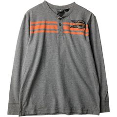古着 ハーレーダビッドソン Harley-Davidson モーターサイクル ヘンリーネック ロングTシャツ ロンT メンズL相当/eaa645995