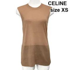 ●□ セリーヌ CELINE 希少 ニット トップス ノースリーブ サイドスリット ハイゲージ セーター ウール シルク XS 7号 レディース S6F276のサムネイル