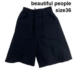 ◇ ビューティフルピープル beautiful people ハーフパンツ ウエストゴム ドローストリング ピンタック 麻 綿 36 S 7号 レディース S6F314のサムネイル