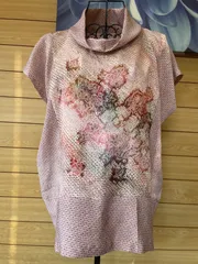 着物リメイク　絞り　小紋　ロールカラー　ブラウス