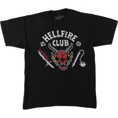 헌 옷 STRANGER THINGS 스트레인저싱스 HELLFIRE CLUB 헬파이어 클럽 파이어 패턴 영화 무비 T셔츠/eaa619595
