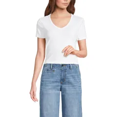 ランズエンド レディース ボトムス デニムパンツ ワイドレッグ アンクル ジーンズ Womens Lands End Mid Rise Wide Leg Ankle Jeans Beau Blue ブのサムネイル