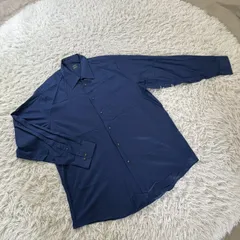 ARROW  アロー  長袖シャツ ドレスシャツ  ソリッドシャツ   オールド ヴィンテージ  90s 00s US古着  ゆったりシルエット ビッグサイズ  メンズ XXL〜3XLサイズ相当 ネイビー コットン混