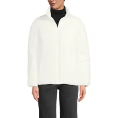 ランズエンド レディース アウター ジャケット・ブルゾン モックネック Womens Lands End Insulated Mockneck Commuter Jacket Eggshell Whiのサムネイル