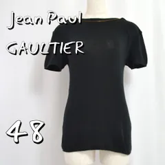 【美品】Jean Paul Gaultier HOMMEジャンポールゴルチエオム 90s 日本製 ジッパー ボートネック コットン サマーニット 半袖 48(M～L)黒ブラック 【古着】【中古】【送料無料】のサムネイル