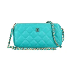 CHANEL マトラッセキャビアスキン/Wジップチェーンウォレット/グリーン ABランク 18のサムネイル