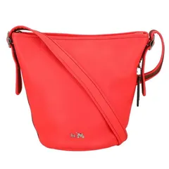 COACH ダフルレザーショルダーバッグ/ネオンピンクオレンジ系 Aランク 18のサムネイル